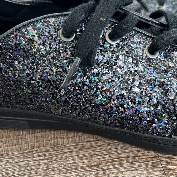 Stuart Weitzman Pipedown Black Glitter Low Top Sneaker - Picture 4 of 12